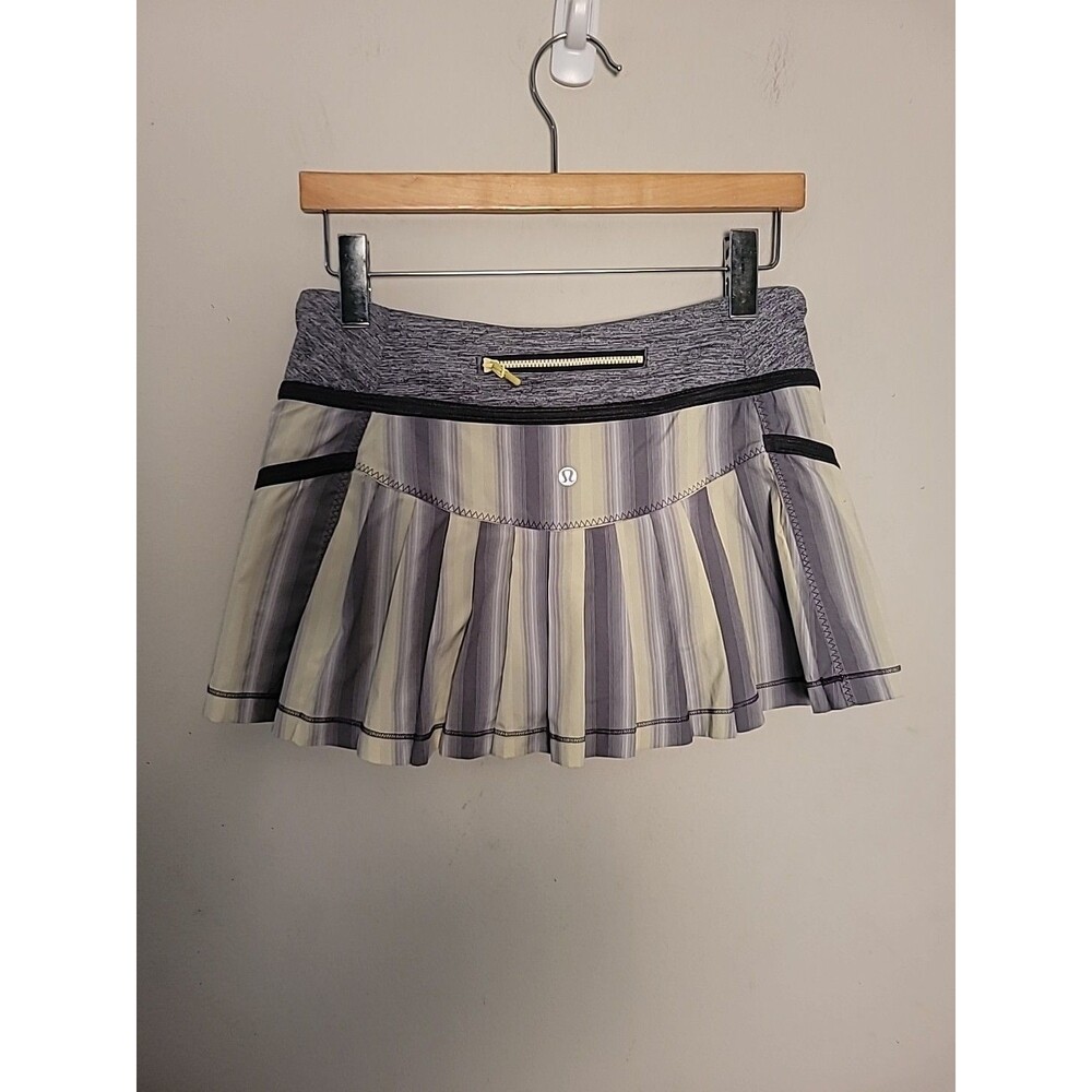 lululemon athletica Yellow Gray Striped Run Skort - Picture 3 of 7